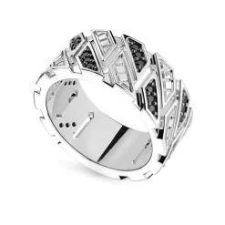 Best Bague A Bande Zancan En Argent Avec Pierres. Bagues