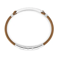 Shop Bracelet Bugatti En Cuir Avec Plaque Centrale En Argent. Bracelets