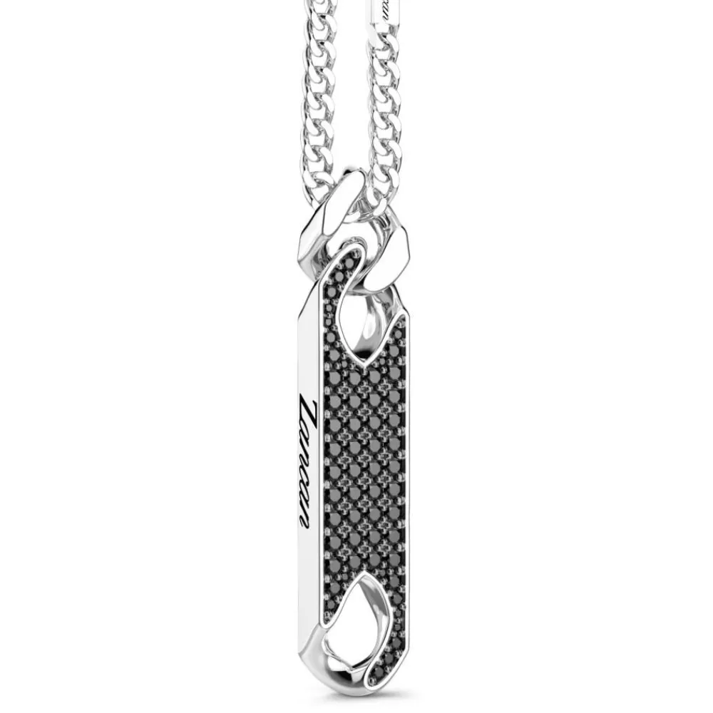 Discount Collier Zancan En Argent Avec Pendentif Plaque Et Pierres. Colliers
