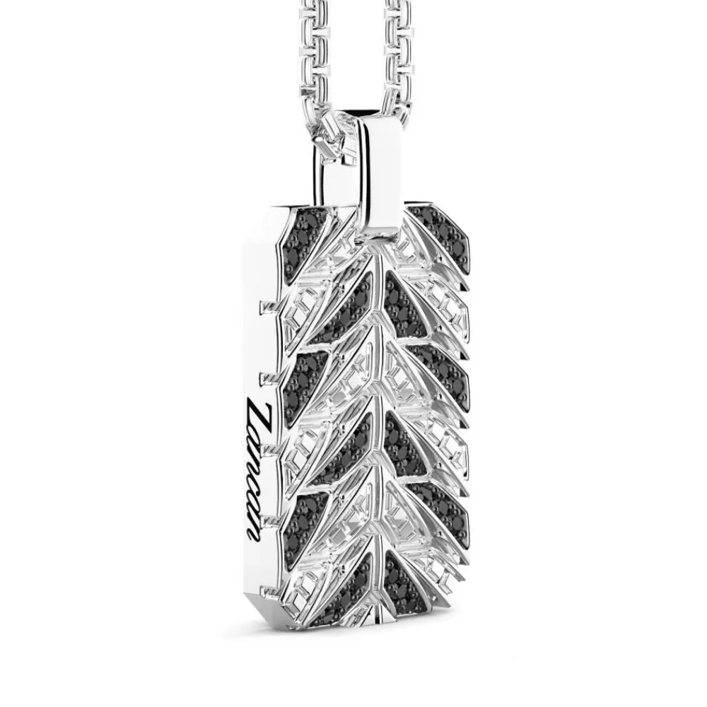 Fashion Collier Zancan En Argent Avec Pendentif Plaque Et Pierres. Colliers