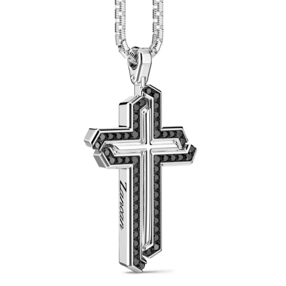 Discount Collier Zancan En Argent Avec Pendentif Croix Et Pierres. Colliers