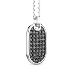 Fashion Collier Zancan En Argent Avec Pendentif Plaque Et Pierres Noires. Colliers