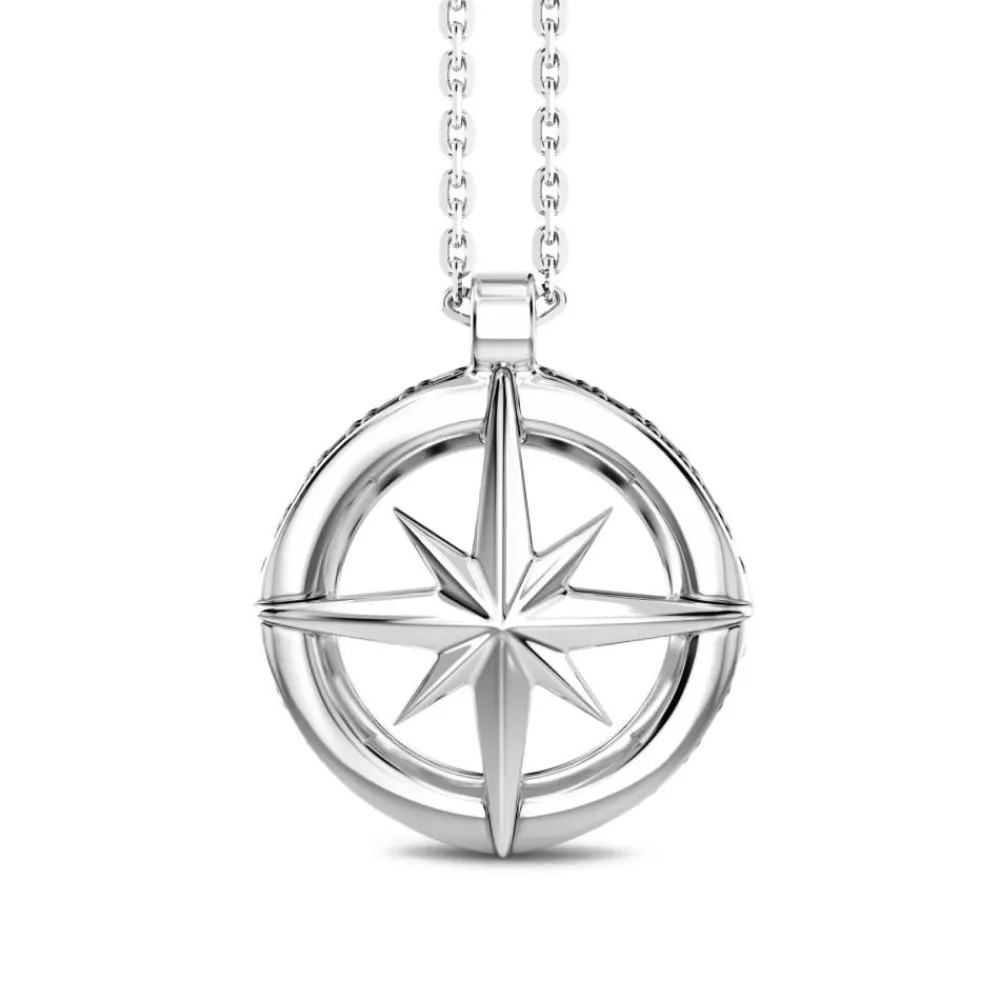 Shop Collier Zancan En Argent Avec Pendentif Rose Des Vents. Colliers