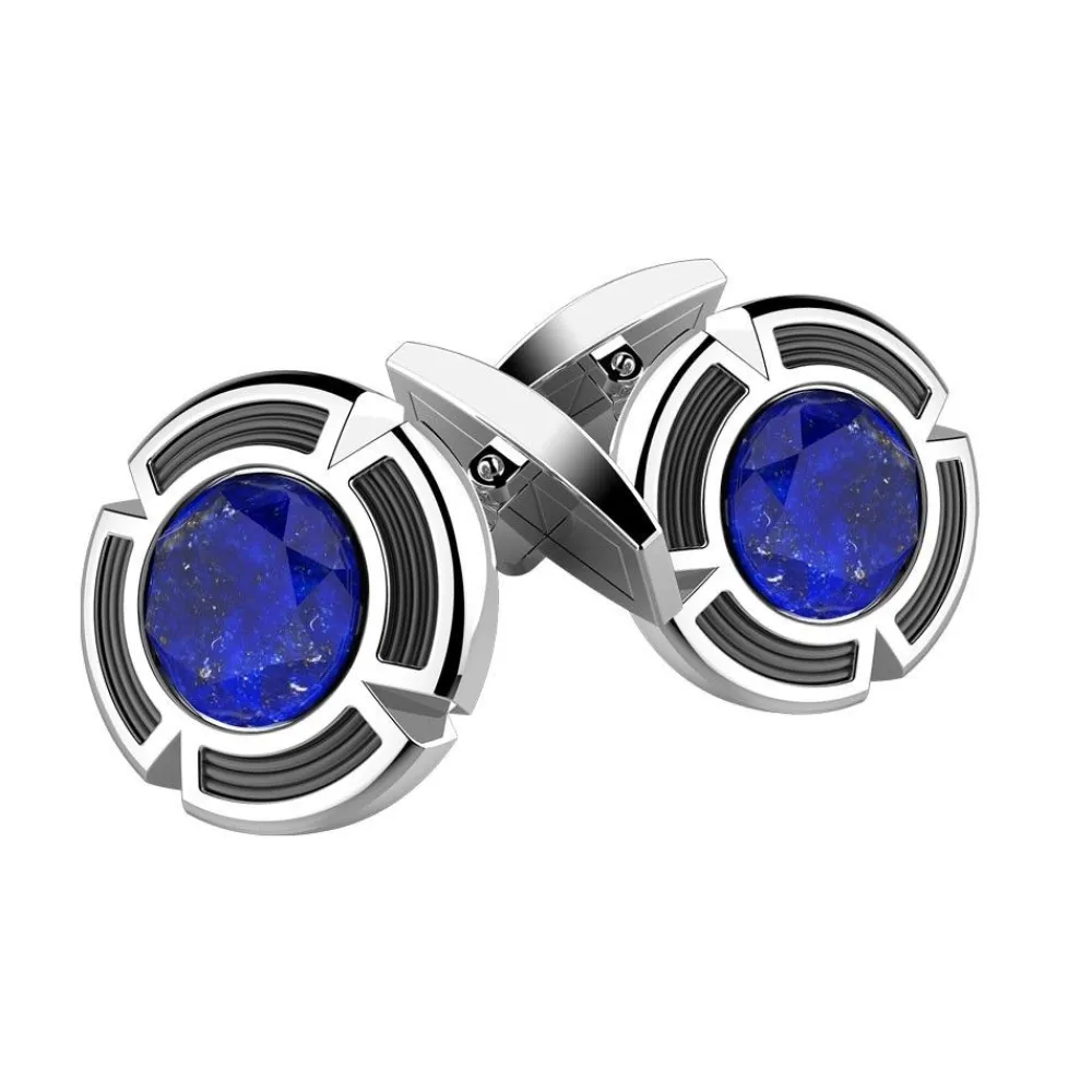 Sale Silver Cufflinks With Lapis Lazuli. Boutons De Manchette