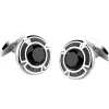 Online Silver Cufflinks With Onyx Boutons De Manchette
