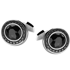 Outlet Silver Cufflinks With Onyx Stone Boutons De Manchette