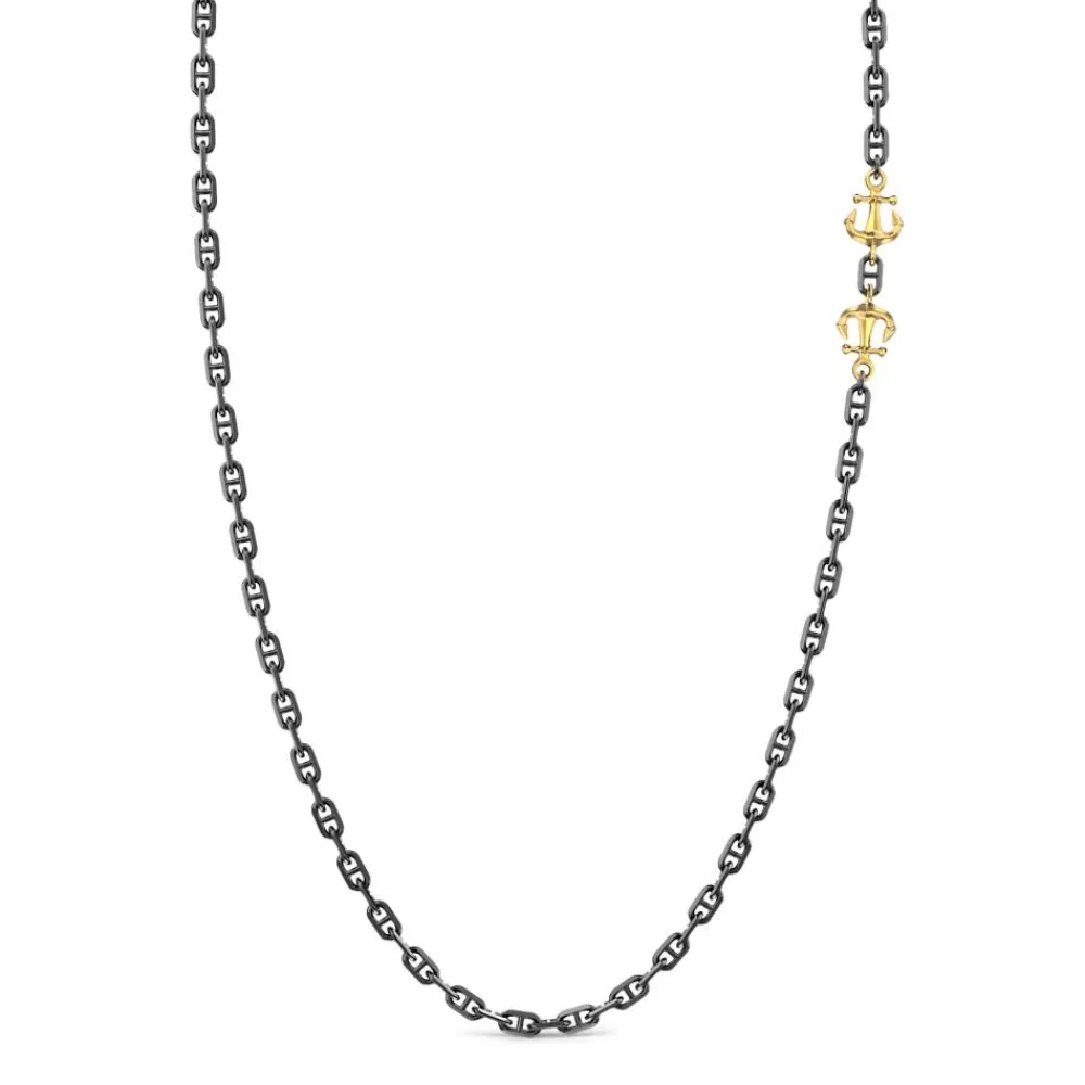 Fashion Silver Necklace With Anchors. Colliers