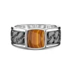 Cheap White And Black Silver Ring With Tiger'S Eye. Bagues