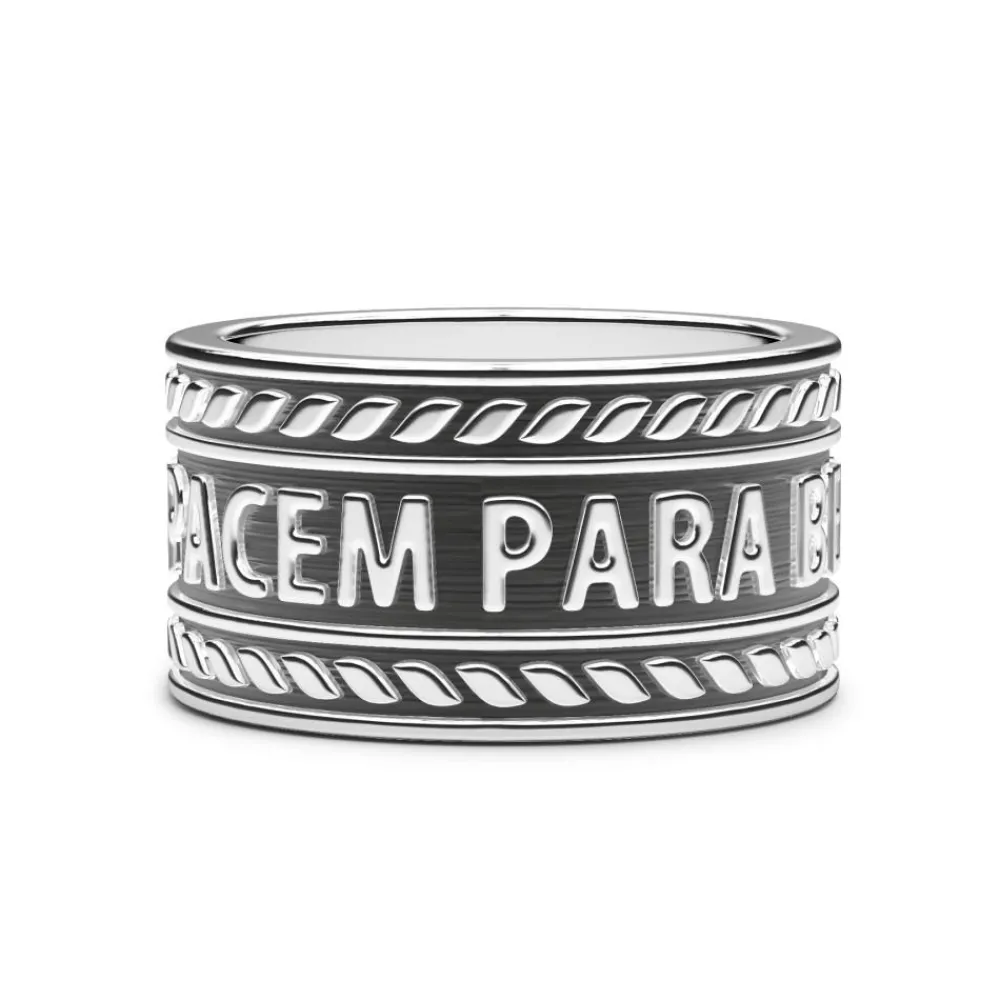 Clearance Zancan Banded Silver Ring With Latin Inscription. Bagues