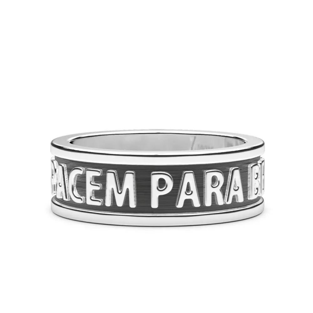 Shop Zancan Banded Silver Ring With Latin Inscription. Bagues