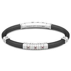 Cheap Zancan Black Silicone Bracelet With Silver Tag And Rose Gold Details. Bracelets
