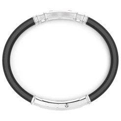 Clearance Zancan Black Silicone Bracelet With Silver Tag And Rose Gold Details. Bracelets