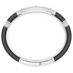 Best Sale Zancan Black Silicone Bracelet With Silver Tag And Rose Gold Details. Bracelets