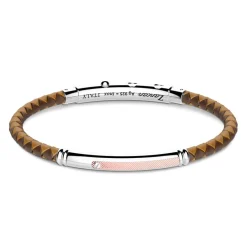 Best Zancan Black Silicone Bracelet With Silver Tag And Rose Gold Details. Bracelets