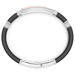 Clearance Zancan Black Silicone Bracelet With Silver Tag And Rose Gold And Black Stone Details. Bracelets