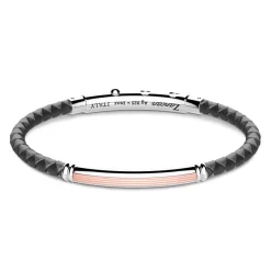 Flash Sale Zancan Black Silicone Bracelet With Silver Tag And Rose Gold Details. Bracelets