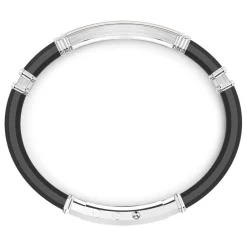 Sale Zancan Black Silicone Bracelet With Silver Tag And Rose Gold Details. Bracelets