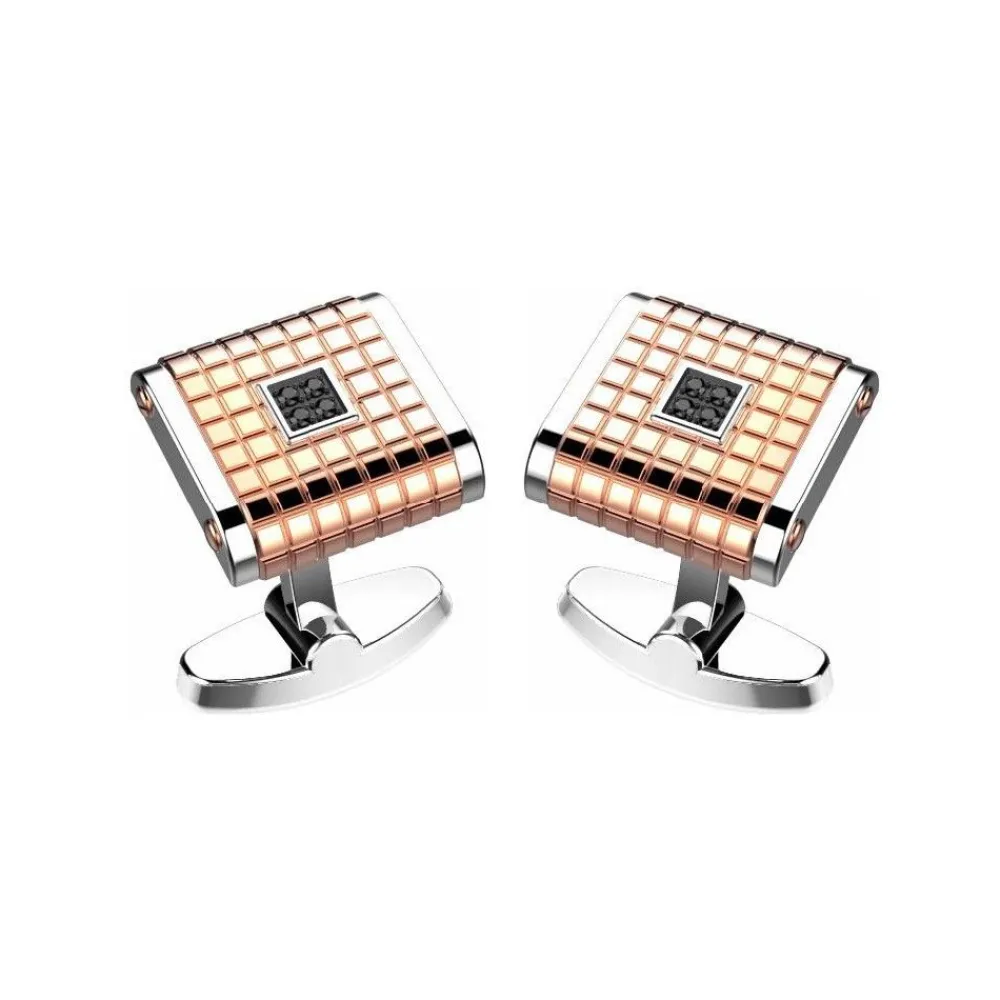 Outlet Zancan Black Steel And Diamond Cufflinks Boutons De Manchette