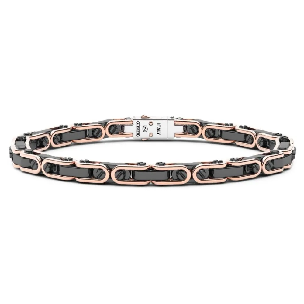 New Zancan Bracelet In Kt Gold And Black Ceramic. Bracelets