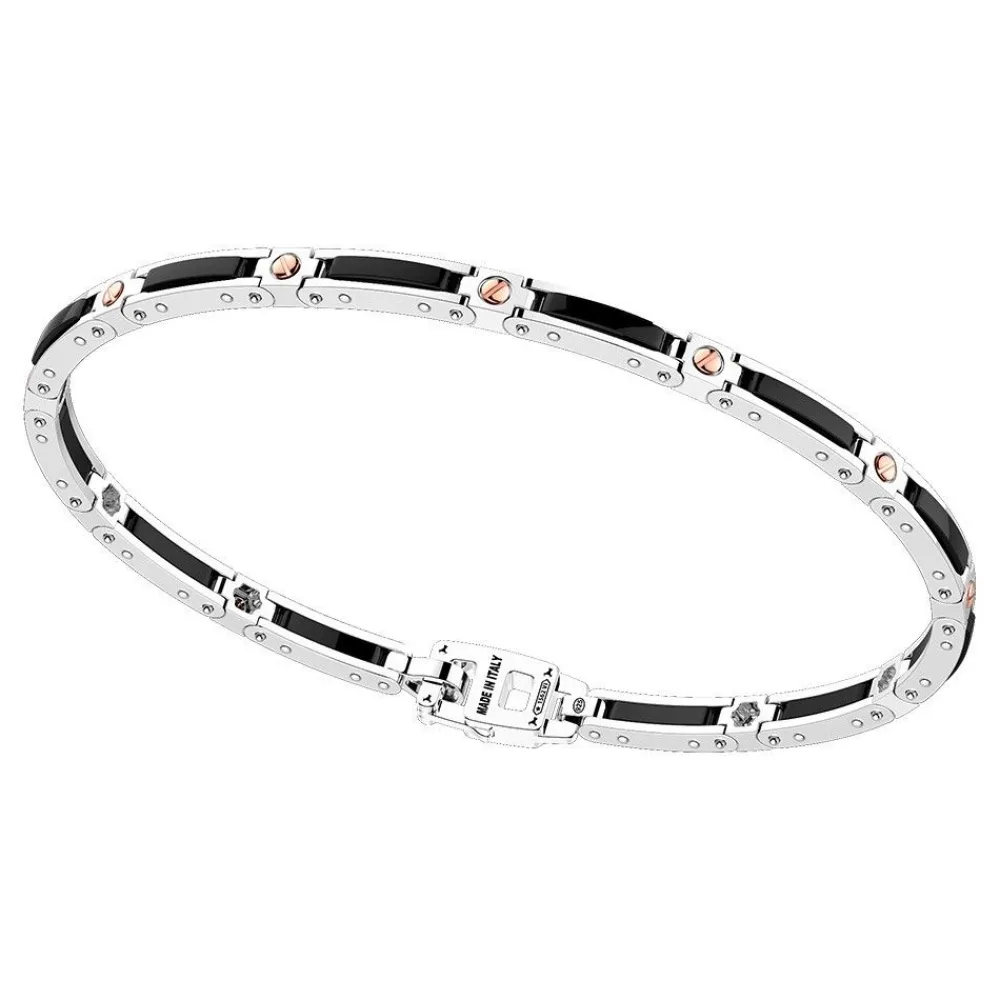 Online Zancan Bracelet Made From Silver And Ceramic With Rose Gold Screws. Bracelets