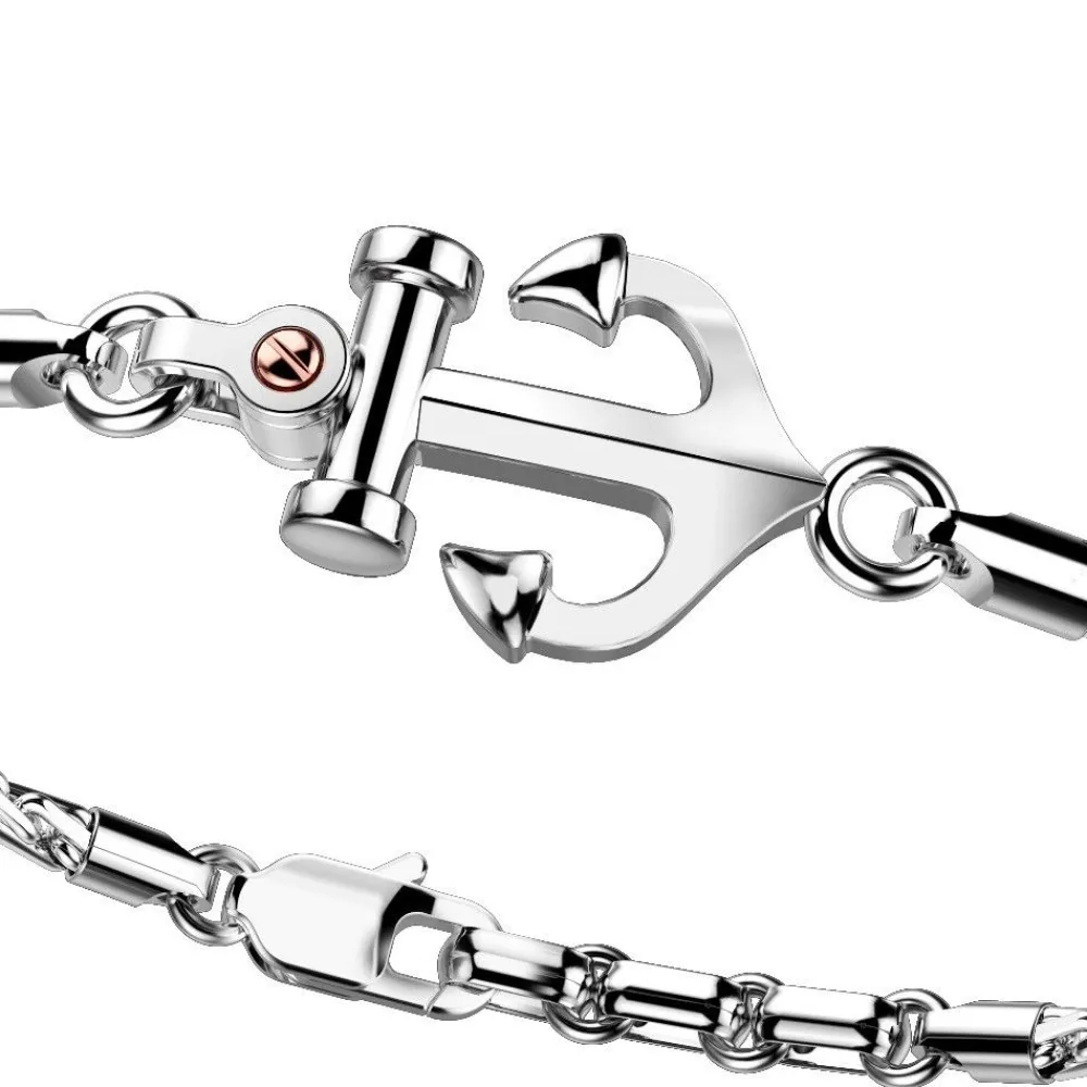 Fashion Zancan Bracelet With Silver Anchor And Rose Gold Screw. Bracelets