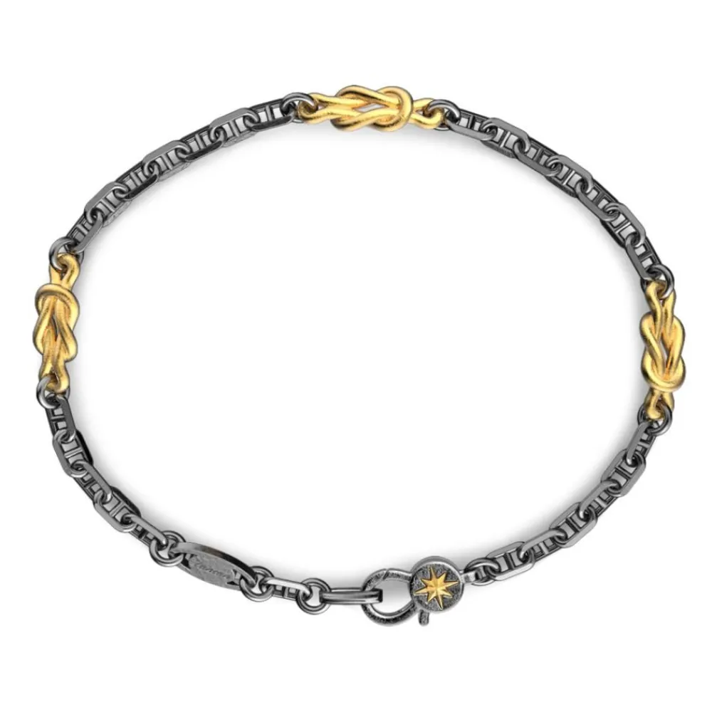New Zancan Burnished Silver Bracelet With Marine Knots. Bracelets