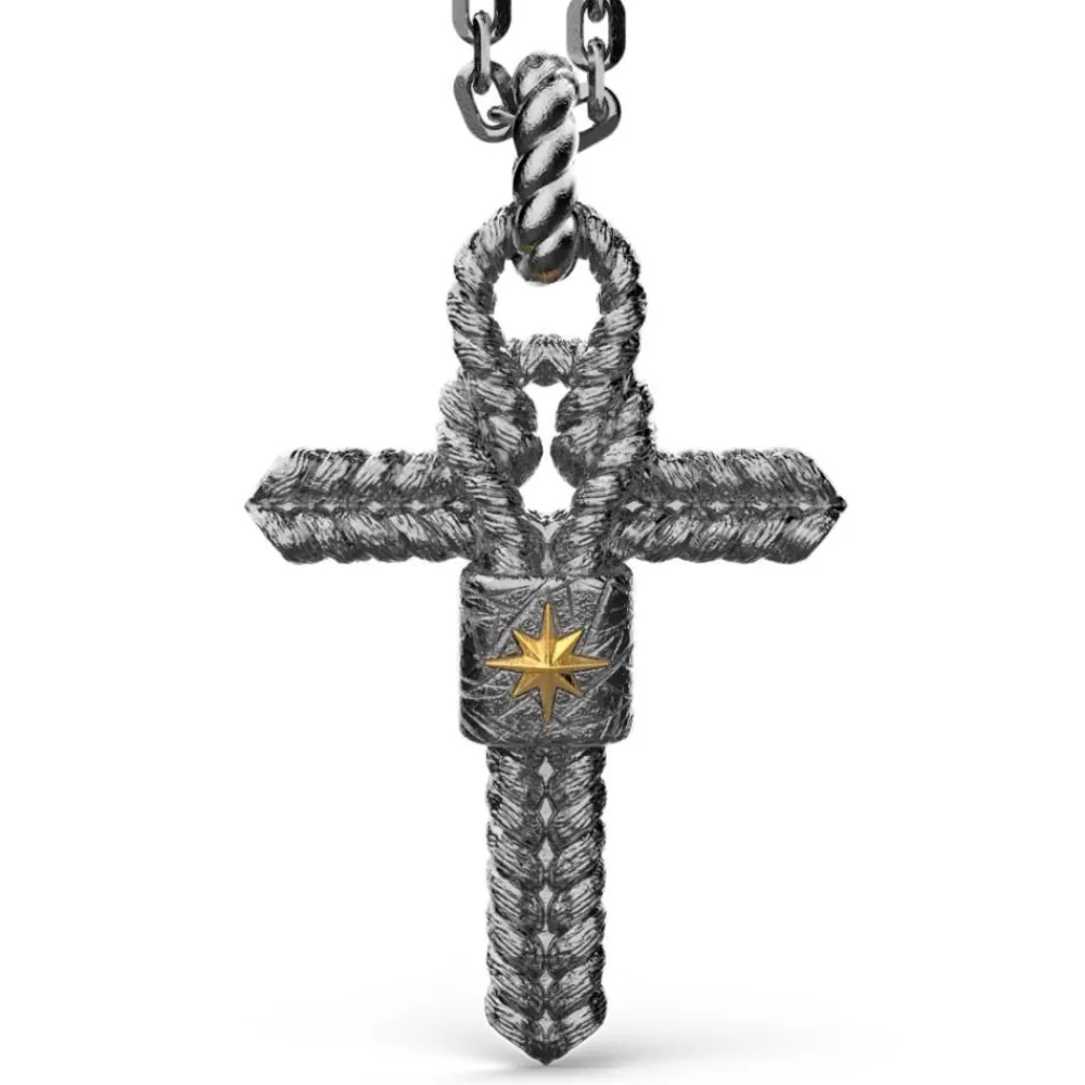 Cheap Zancan Burnished Silver Necklace With Cross Pendant And Nautical Knot. Colliers