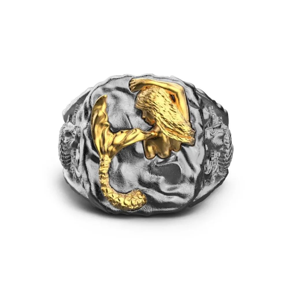 Best Sale Zancan Burnished Silver Ring With Mermaid. Bagues