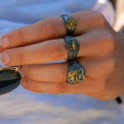 Online Zancan Burnished Silver Ring With Wind Rose. Bagues