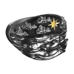 Cheap Zancan Burnished Silver Ring With Sea Waves. Bagues