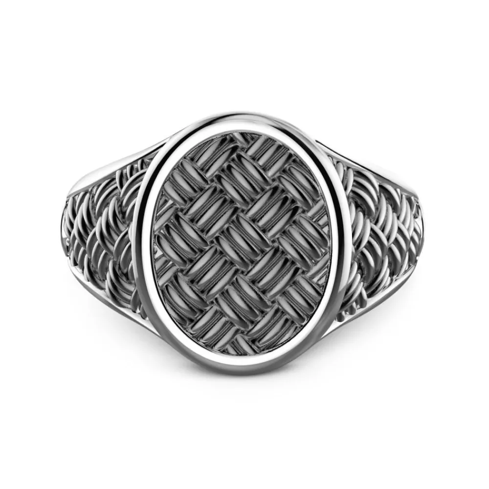 Fashion Zancan Burnished Silver Signet Ring. Bagues