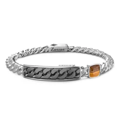 Flash Sale Zancan Curb Chain Bracelet With Tag And Tiger'S Eye. Bracelets