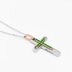 Online Zancan Gold Necklace With Cross And Emeralds. Colliers