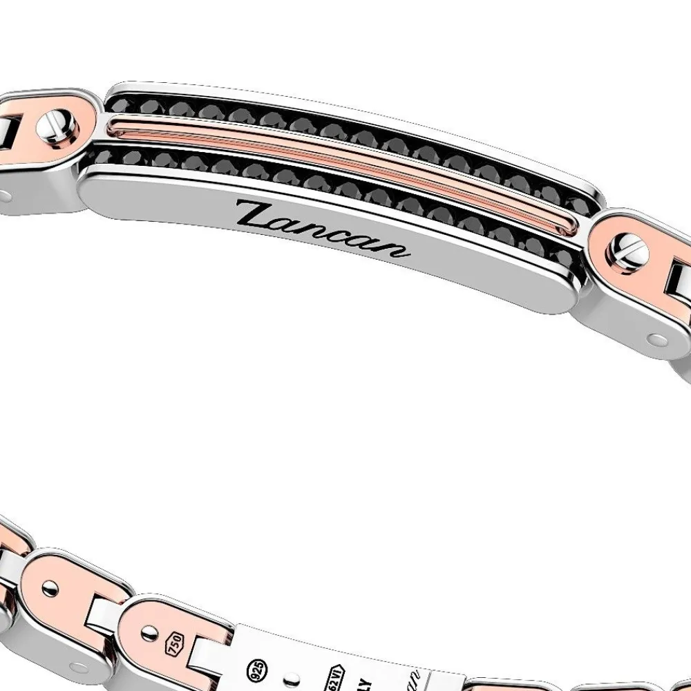 Fashion Zancan 18K Gold And Silver Bracelet With Tag And Black Stones. Bracelets