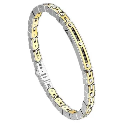 Flash Sale Zancan 18K Gold And Silver Bracelet With Tag And Black Stones. Bracelets