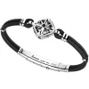 Hot Zancan Kevlar Bracelet With Silver Wind Rose And Black Stone. Bracelets