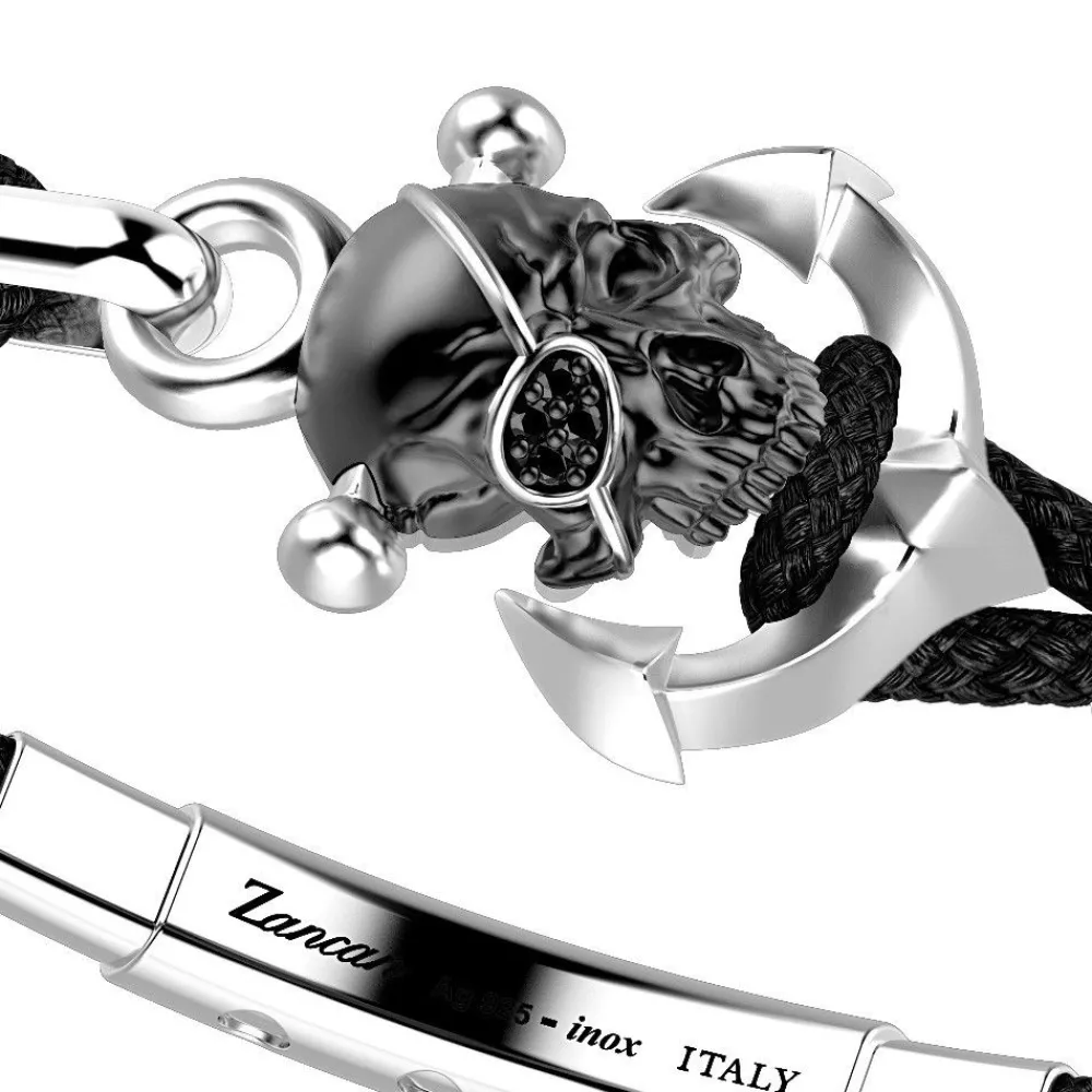 Cheap Zancan Kevlar Bracelet With Silver Skull. Bracelets