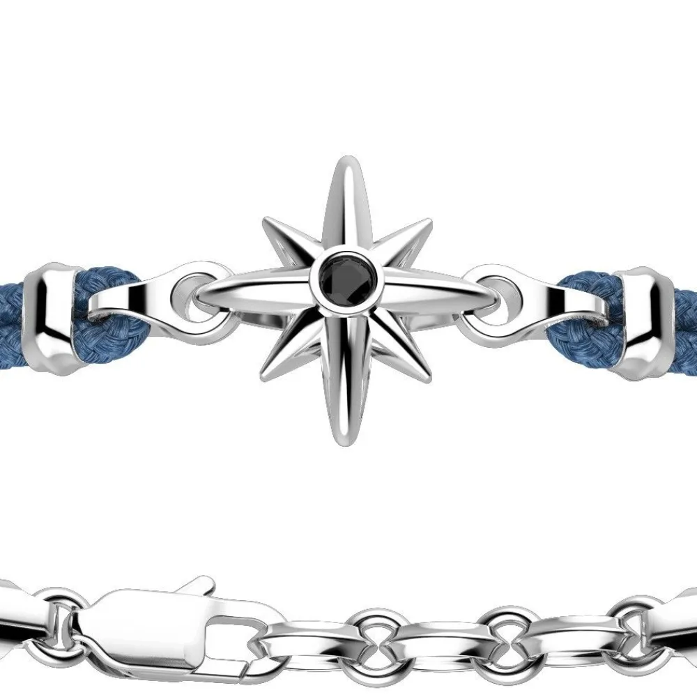 Cheap Zancan Kevlar Bracelet With Silver Wind Rose. Bracelets
