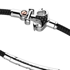 Shop Zancan Kevlar Bracelet With Silver Anchor And Black Stones. Bracelets