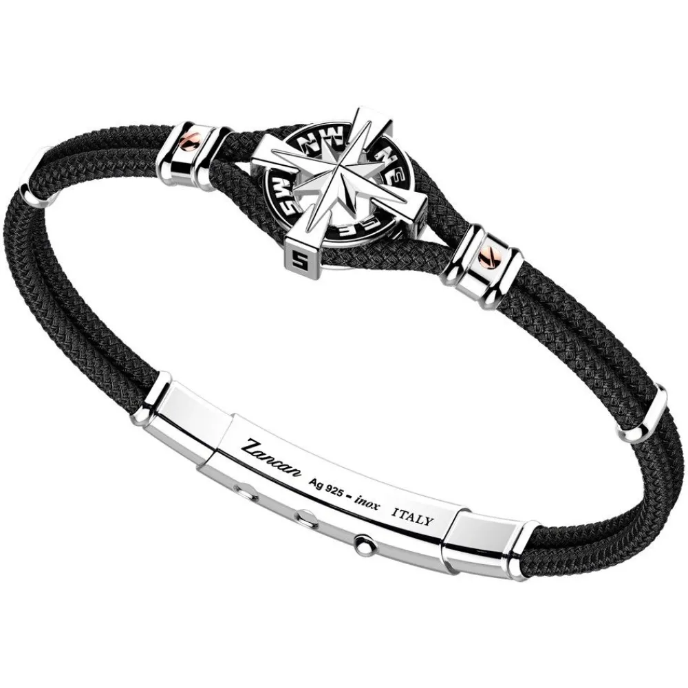 Store Zancan Kevlar Bracelet With Silver Wind Rose. Bracelets