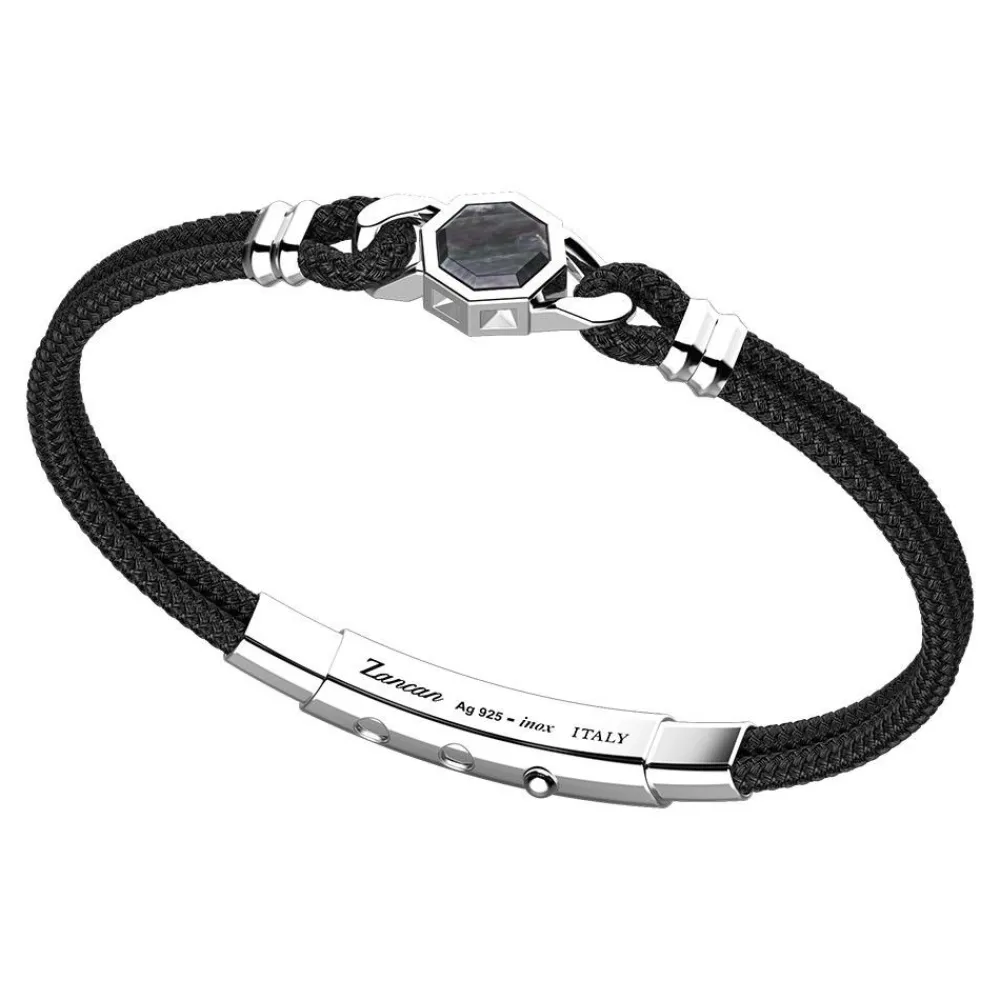 Cheap Zancan Kevlar Bracelet With Silver Tag And Mother Of Pearl. Bracelets