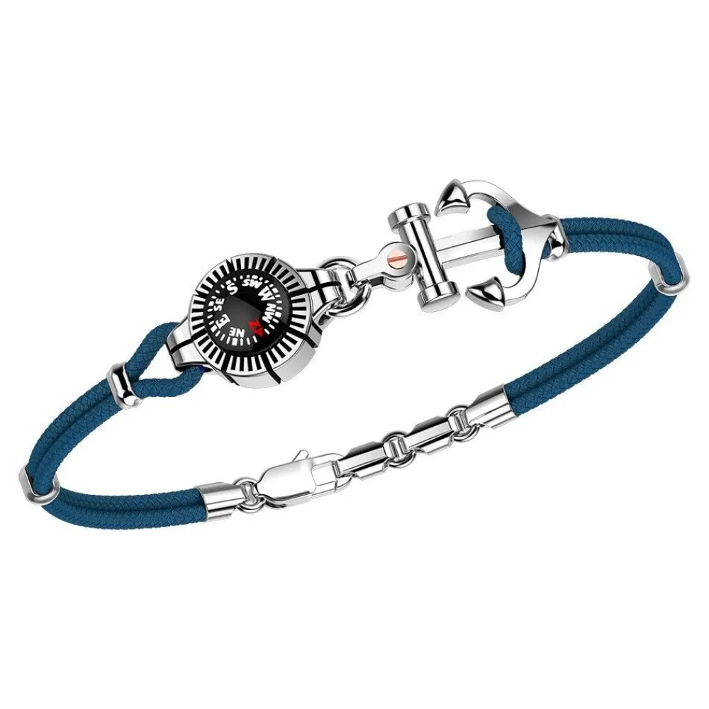 Cheap Zancan Kevlar Bracelet With Silver Anchor And Compass. Bracelets
