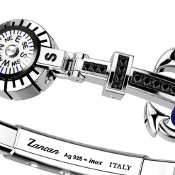 Discount Zancan Kevlar Bracelet With Silver Anchor, Stones And Compass. Bracelets