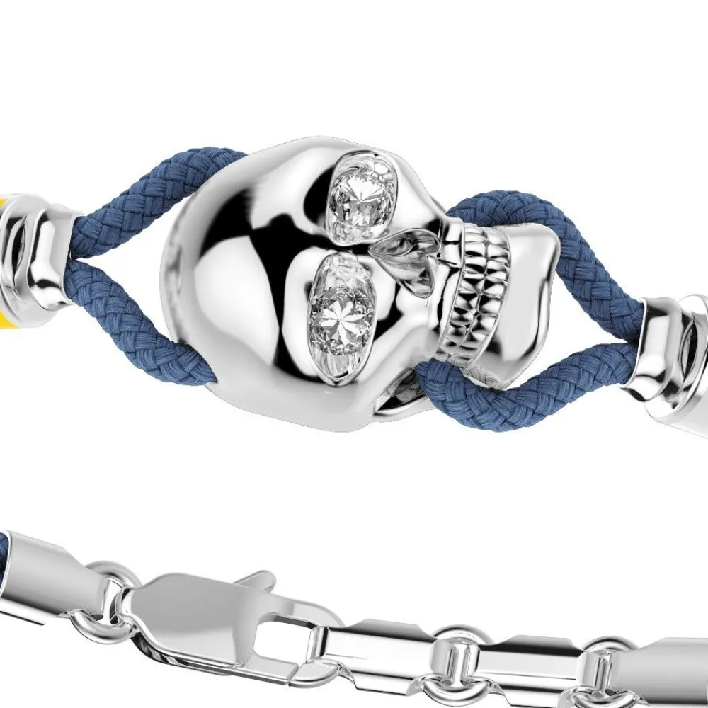 Cheap Zancan Kevlar Bracelet With Silver Skull And Nautical Flags. Bracelets