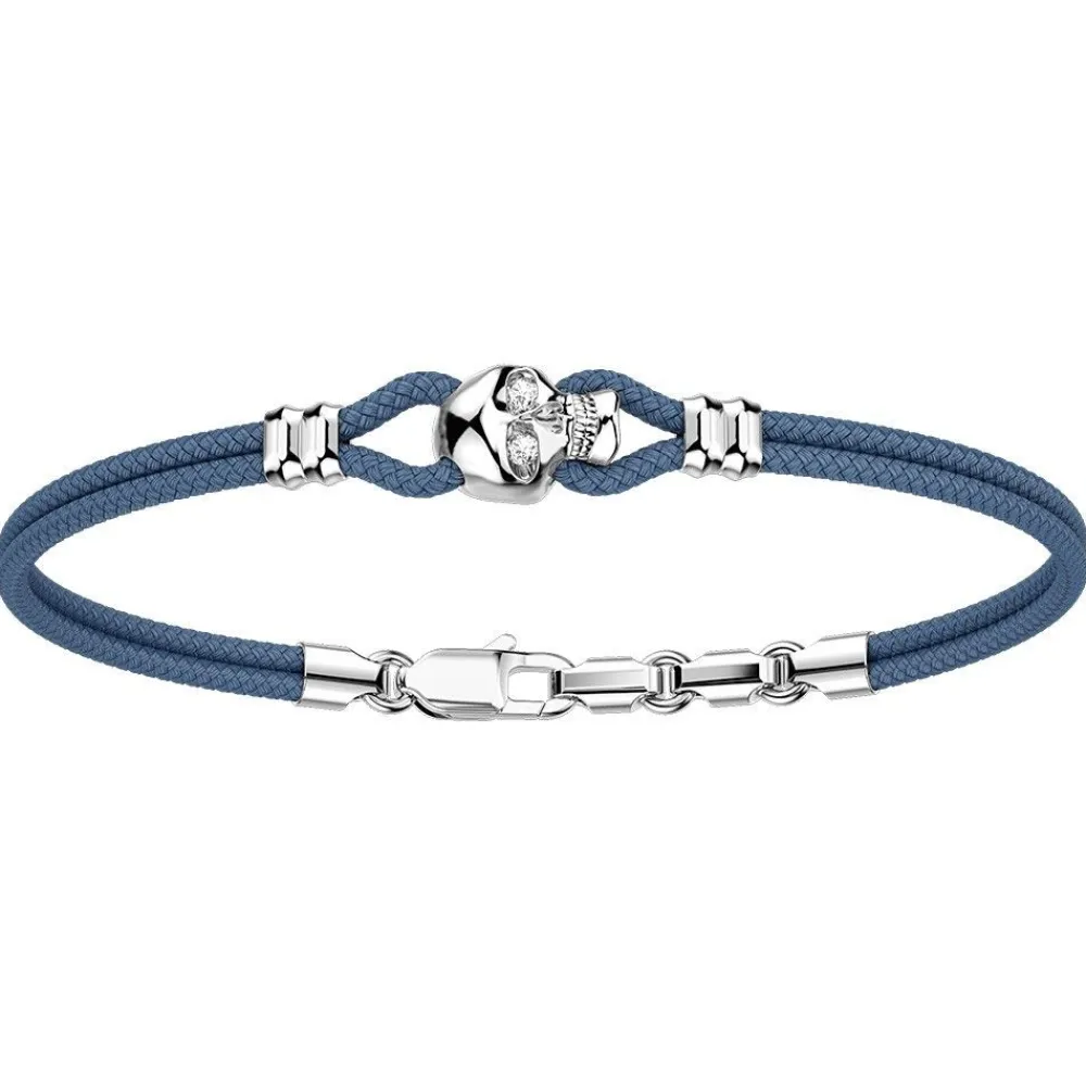 Outlet Zancan Kevlar Bracelet With Silver Skull And Stones. Bracelets