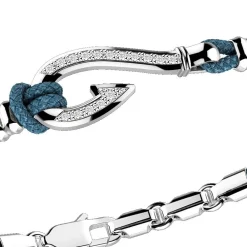 Sale Zancan Kevlar Bracelet With Silver Hook And White Stones. Bracelets