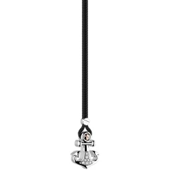 Shop Zancan Kevlar Necklace With Silver Anchor Pendant And White Stones. Colliers