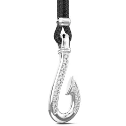 Online Zancan Kevlar Necklace With Silver Hook Pendant And White Stones. Colliers