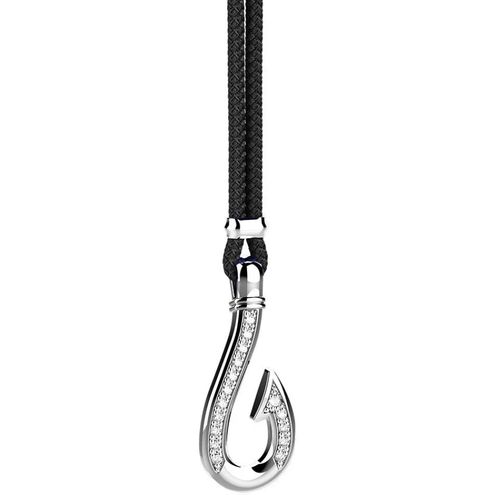 Online Zancan Kevlar Necklace With Silver Hook Pendant And White Stones. Colliers