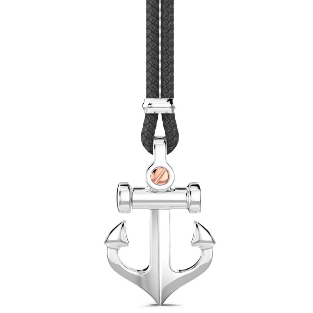 Cheap Zancan Kevlar Necklace With Silver Pendant And Anchor. Colliers